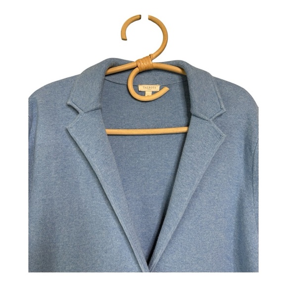 Talbots Indigo Blue Cotton 3 Button Blazer Patch Pockets Jacket Womens Size Med - Picture 11 of 14
